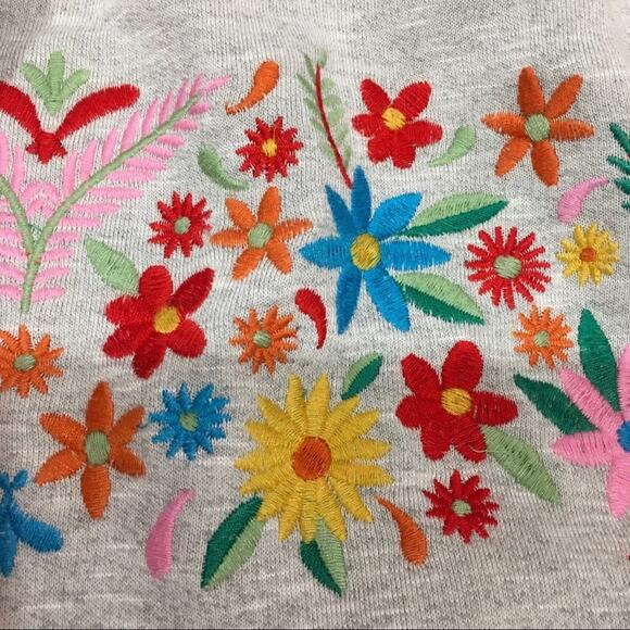 Chelsea & Theodore Embroidered Ruffle Sweatshirt - Gray - Small - Picture 5 of 8